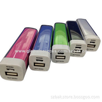 OEM charger lipstick power bank, capacity of 2,200mAh, sized 92*25*25mm, 5V/1A input and output